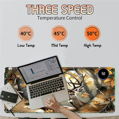 Heated Desk Pad Heated Large Mouse Pad, Electric Quickly Warm Desk Mat with 3 Levels Heating 3 Hours Auto Shut-Off, 31.5" x 13" Warm Gaming Mousepad Hand Foot Warmer, Baby Elephant
