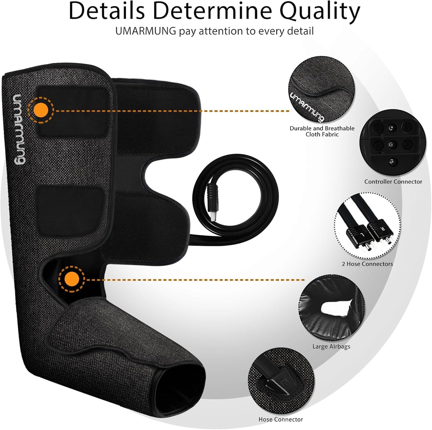 UMARMUNG Air Compression Leg Massager with Heat, Gifts for Men, Dad, Husband, Women, Mom, Wife, Her, Presents for Christmas, Mothers Day, Birthday, Valentine's Day, Works for Foot, Calf, Knee, Thighs