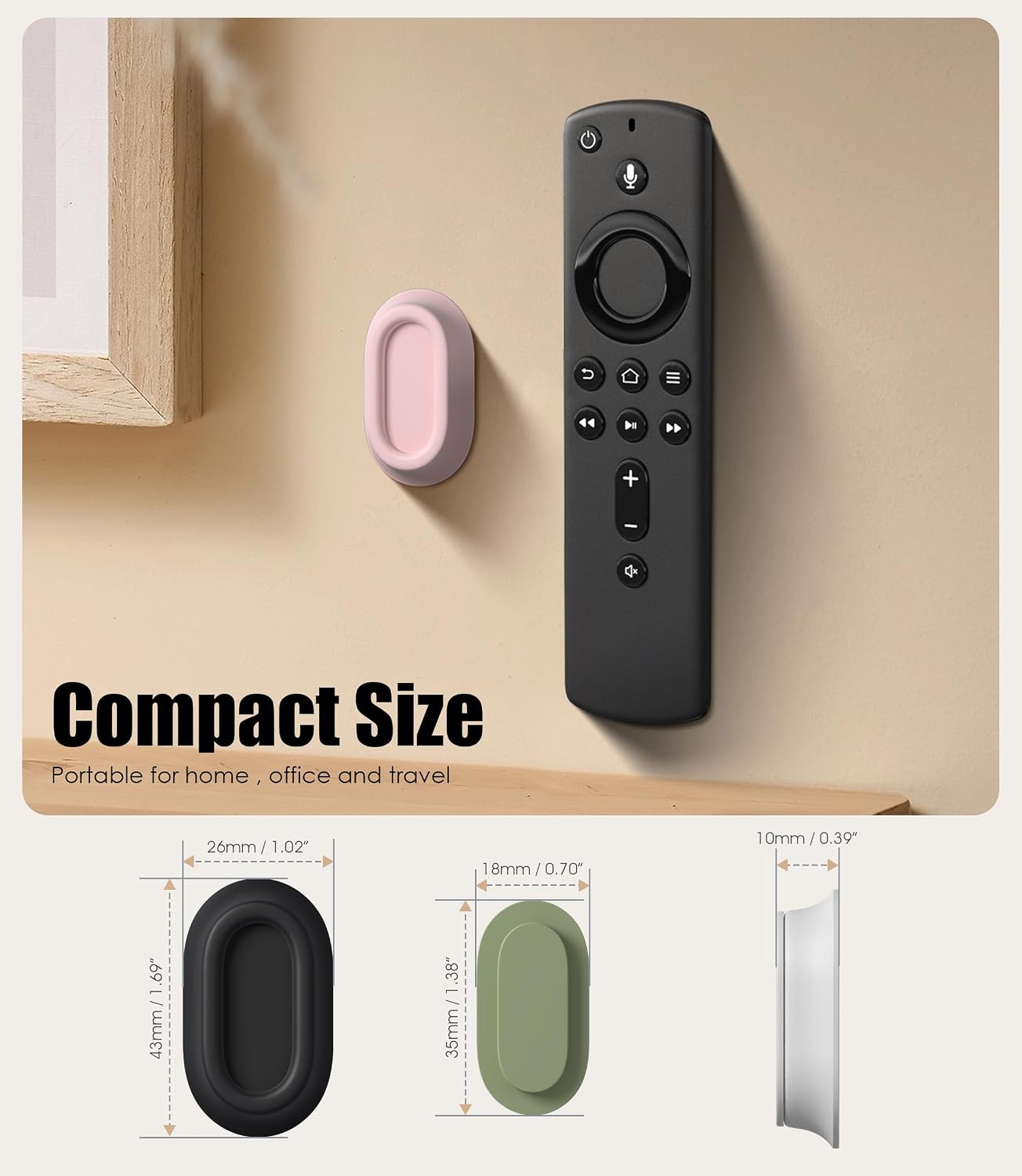 Magnetic Remote Control Holder Wall Mount for TV/Fan, 5Pack-Black | No Drill Self-Adhesive TV Remote Holder for Bed, Silicone Remote Caddy, Bedside Organizer, RV Accessories