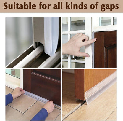 Weather Stripping Door Seal Strip 20 Feet, Silicone Seal Strip | Sealing Tape Draft Stopper for Shower Door Bottom, Self Adhesive Insulation Tape for Frame Window Glass Gap (Transparent