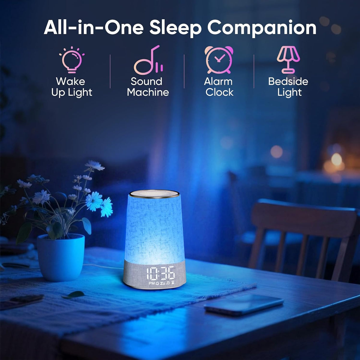 AFEXOA Sunrise Alarm Clock Wake Up Light with 30 Soothing Sounds
