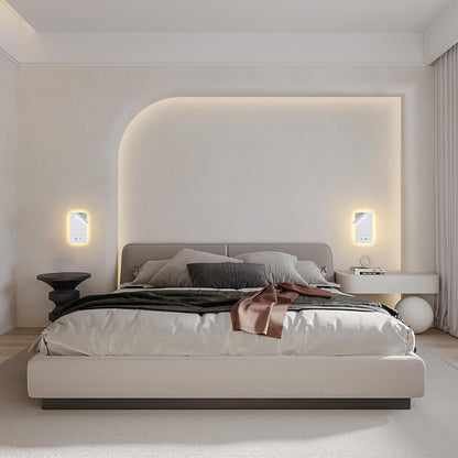 MOLUOLA LED Wall Lamp Wall Mounted Reading Lights, Adjustable Headboard Plug in Wall Sconce with USB C+A Ports, Headboard Bedside Lamp with 9W+3W Night Light 3000K (White)