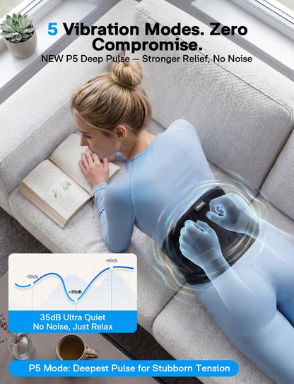 Cordless Heating Pad for Back, Graphene 5 Massage Mode Warmth Rechargeable Heated Waist Belt for Back Pain Relief, 3 Heat Level 30-Min Auto-Off 35dB No Noise, Gifts for Women Men Senior