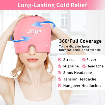 ZNÖCUETÖD Migraine Headache Relief Cap Hat Full Head ice Pack Wrap Cold Cap