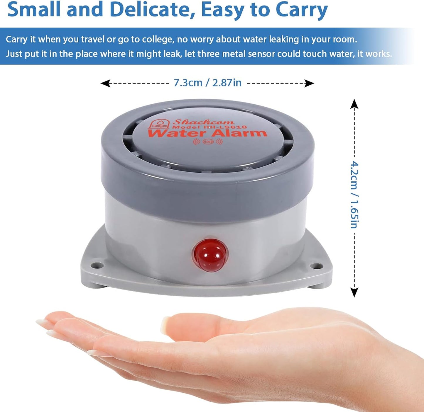 Water Leak Detector 2 Pack, Shackcom Water Alarm 110DB, Wireless, Waterproof & Battery-Operated, Audio and Light Alerts for Bathroom, Kitchen & Home Security ( Battery Not Included )