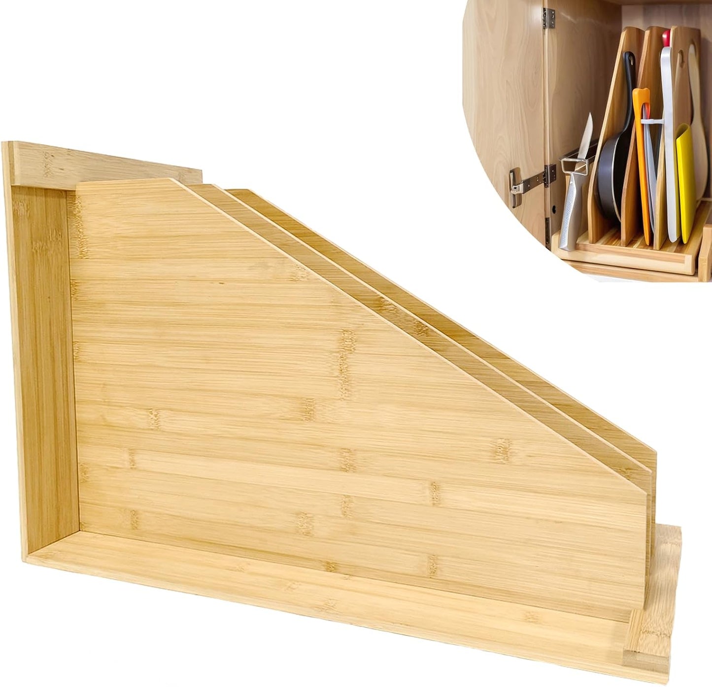 6 Tier Wood Cabinet Vertical Tray Dividers, 16.73in x14.13in x12.4in | Wooden Organizer For Sheets, for Cookie Sheet, Baking Trays, Cutting Board, Pans, for Organizing Cabinets, 5Y Warranty