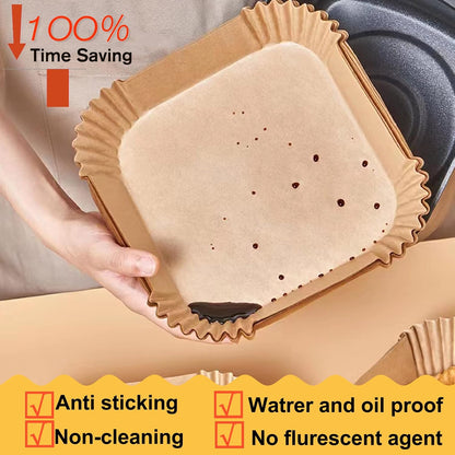 Air Fryer Liners Disposable 9 Inch, 9 inch Air Fryer Liners 125 Pcs Large Square Air Fryer Paper Liners for 5QT 6qt 8QT Air Fryer, Non-stick Parchment Paper for Frying, Baking