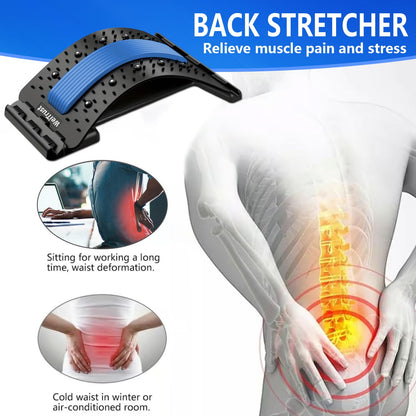 Back Stretcher - 4-Level Adjustable Lumbar Support Board & Back Cracker for Lower Back Pain Relief, Home Office Use (Purple)