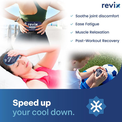 REVIX Ice Packs for Injuries, 5 Pack Hot & Cold Gel for Knee & Back | Adjustable Strap, Flexible Cooling Wrap for Shoulder, Neck & Arm, for Surgery Recovery, Muscle Relaxation