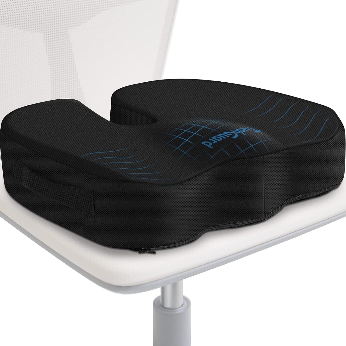 TushGuard Seat Cushion for Office Chair, Car, Memory Foam, Black Large | For Back, Coccyx, Sciatica, Tailbone Pain, Ergonomic Design, Non-Slip, Desk Wheelchair Use, Supportive Butt Pillow, For Man