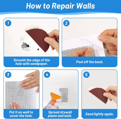 Drywall Repair Kit, Drywall Patch Repair Kit with 8.8OZ White Wall Repair Putty, Scraper Sandpapers Gloves for Heavy Duty Plaster Wall Repair, Easy to Fill Holes in Home Wall & Quick Repair Crack