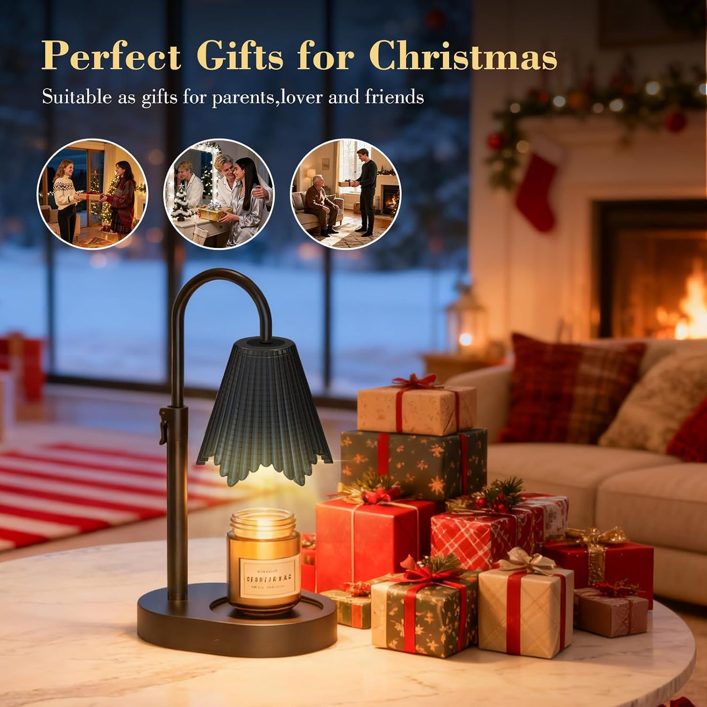 Flower Candle Warmer Lamp,Adjustable Timer & Dimmer(Black2) | Adjustable height fits jars. Timer & dimmer safe melt. 2 bulbs & heat-proof base. Perfect for bedroom, office, or gifting.