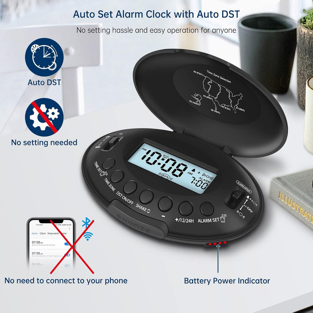 DreamSky Vibrating Alarm Clock for Heavy Sleepers Adults Under Pillow