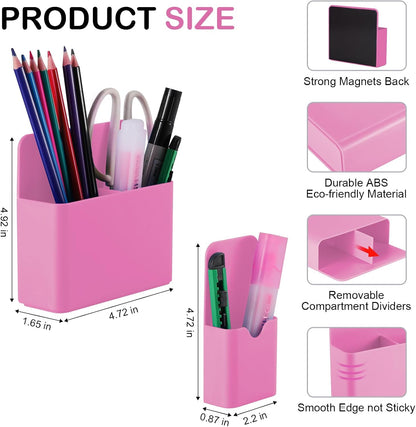 KITANIS Magnetic Pen Holder,2 Pack Magnetic Dry Erase Marker Holder with Generous Compartments,Strong Magnet Storage Marker Pen Pencil Organizer for Refrigerator,Whiteboard,Locker Accessories