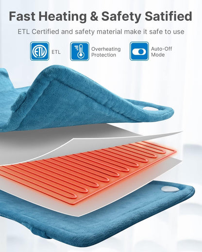 RENPHO Electric Heating Pad - 6 Heat Levels for Neck Shoulder and Back, Birthday Gifts for Women Men Mom Dad, Weighted Pad for Snug Fit, ETL Safety Certified, FSA Eligible, 24"x33" Gray