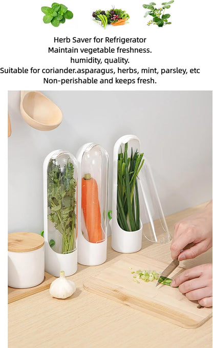 3Pack Herb Saver for Refrigerator for Cilantro, Parsley, Asparagus, Mint,Vegetable Preservation Containers, Keeps Greens Vegetables for 2-3 Weeks