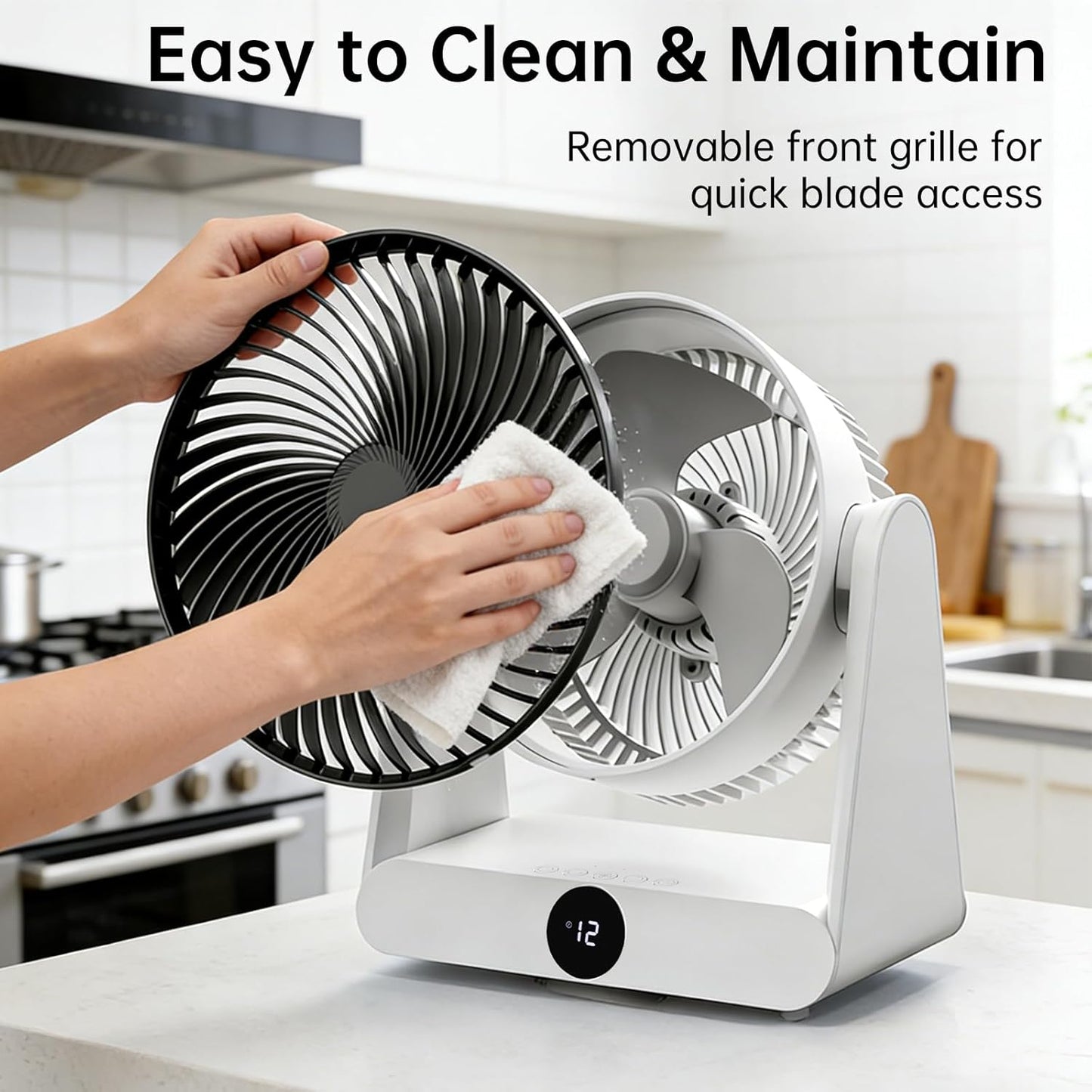 3D Oscillation Air Circulator Fan with Remote, 12000mAh Battery Operated Cordless Desk Fan, 20dB Whisper Quiet Table Fan for Bedroom Home Office, 12 Speeds, 12H Timer, 650 CFM Powerful Airflow