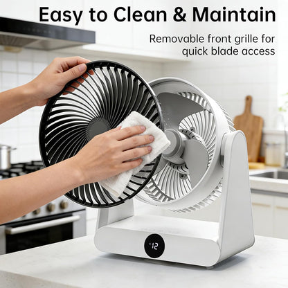 3D Oscillation Air Circulator Fan with Remote, 12000mAh Battery Operated Cordless Desk Fan, 20dB Whisper Quiet Table Fan for Bedroom Home Office, 12 Speeds, 12H Timer, 650 CFM Powerful Airflow