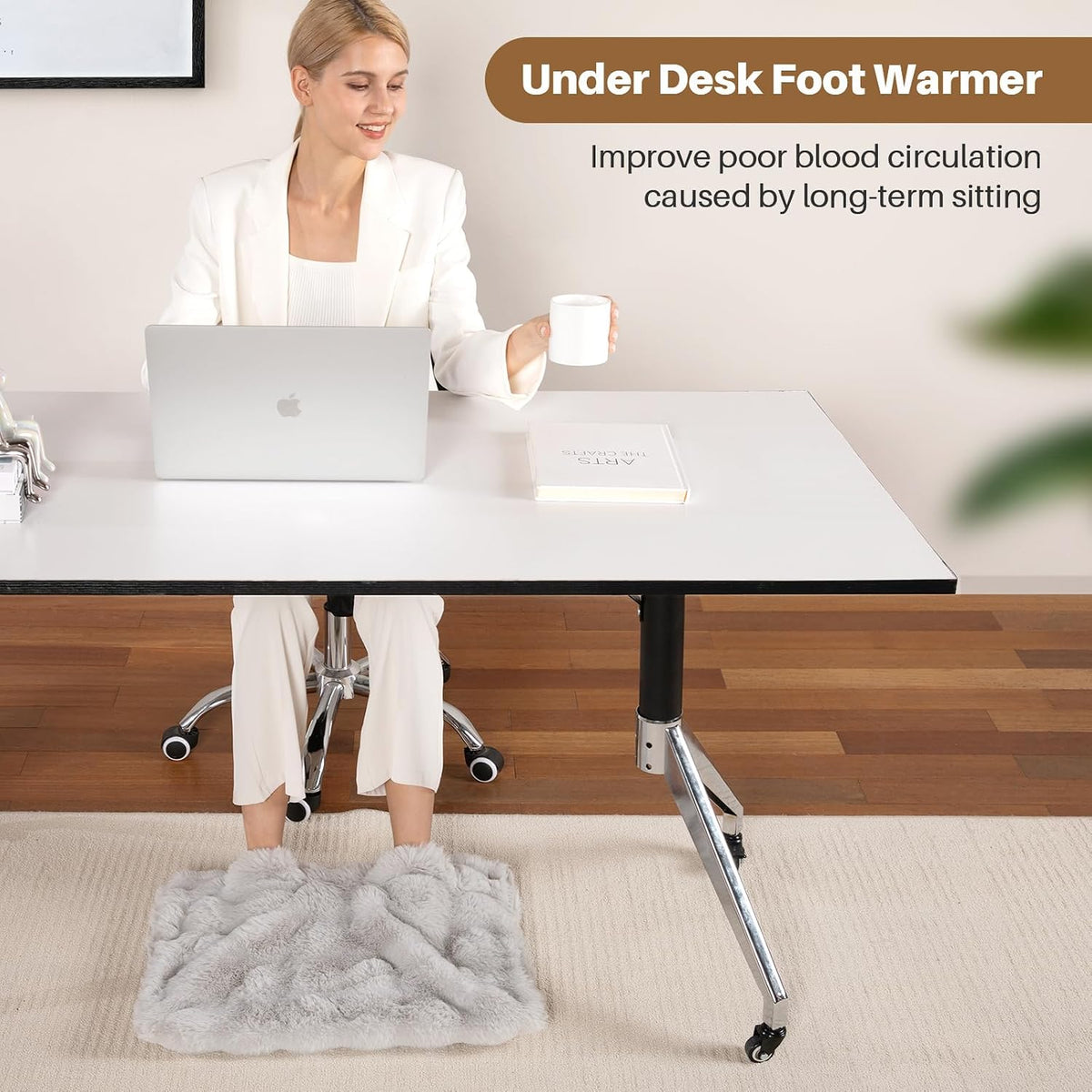 Electric Foot Warmer, Luxury Faux Fur Heating Pad for Feet Pain Relief Cramp, Heated Foot Warmer for Under Desk & Bed with 3 Heat Settings & 2H Auto-Off, ETL Certified, 20x22 Inch, Dark Grey