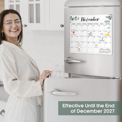 2026-2027 Magnetic Calendar for Refrigerator, Apr 2026-Dec 2027 | 21-Month Fridge Calendar 2026-2027 for Home Planning, Scheduling and Easy Organization, Greenery