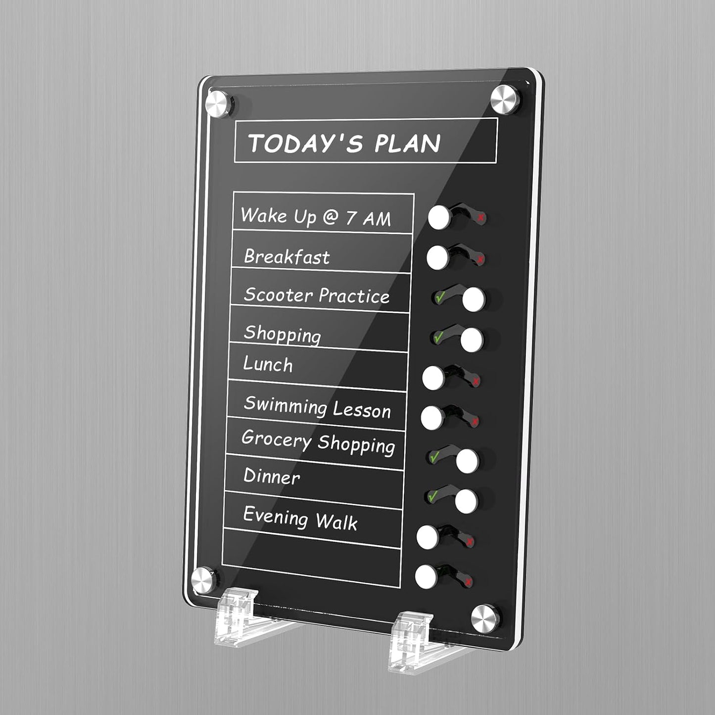NiHome Chore Chart for Kids & Adults, Magnetic to Do List Board w/Stand | Acrylic Dry Erase Checklist & Routine Task Board, Fits Fridge Or Desk, 10 Sliders, ADHD Tools For Family Home Office School