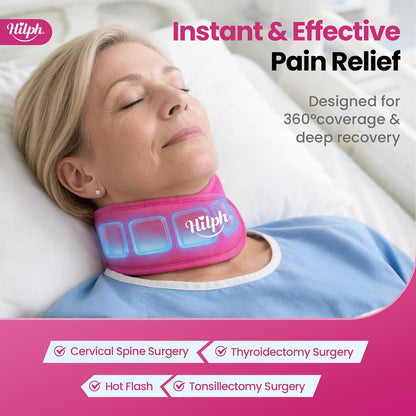 Hilph Neck Ice Pack Wrap for Tonsillectomy, 45-Minute Long-Lasting Cold | Upgraded Ice Grid Gel Design, Reusable Flexible Ice Pack for Neck Throat Cervical Thyroid Pain, Surgery Recovery, Hot Flash