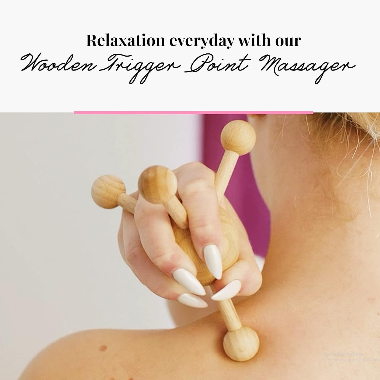 tuuli Accessories – Trigger Point Massage Tool, Multi-Functional Wooden Handheld Massager for Back, Neck, Shoulder and More, Helps Ease Muscle Tension and Support Skin Health