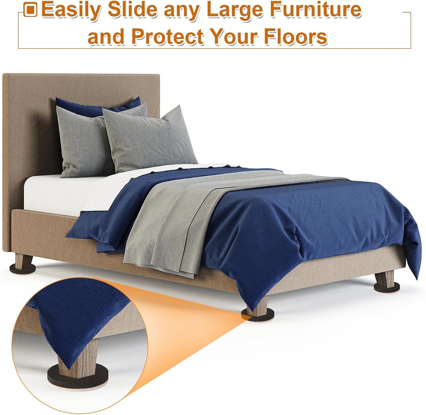 Upgraded Felt Furniture Sliders for Hardwood Floors - 8 PCS 4" | Patented Groove Design, Furniture Movers Sliders, Easily and Safely Move Any Item, Floor Protection