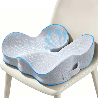 Memory Foam Seat Cushion for Sciatica & Tailbone Pain Relief – Comfort Support for Office Chair, Car Seat, Airplane, Long Sitting Workers & Drivers (Black)