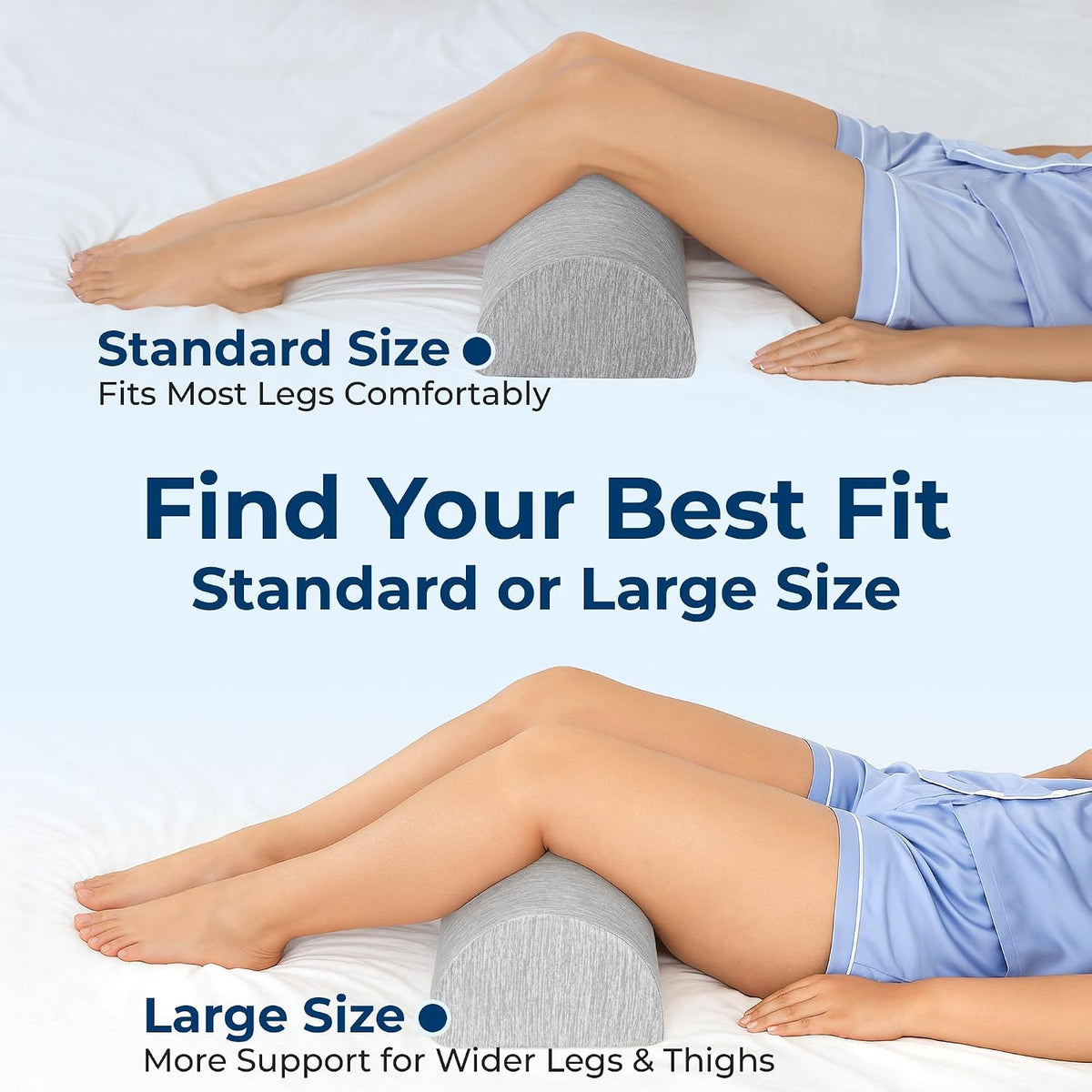 5 STARS UNITED Knee Pillow for Back Sleeping – Half Moon Bolster Pillow for Legs, Under Knee Pillow for Sleeping on Back, Memory Foam Leg Pillow for Back Pain, White