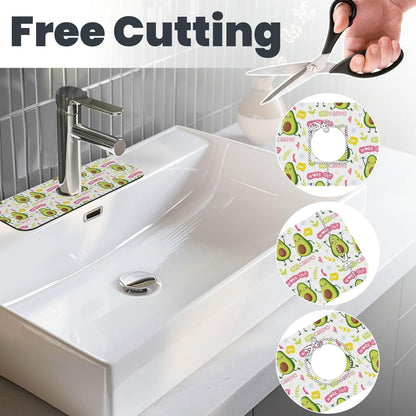 Wildflowers Floral Flower Kitchen Sink Splash Guard Faucet Mat Super Absorbent Fast Drying Mat Sink Gadgets-Fast Drying Pad Sink Mat For Kitchen Bathroom (15" X 5.5" )