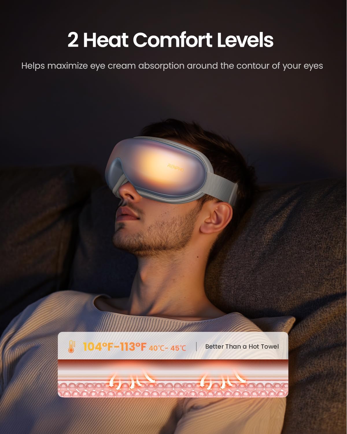 RENPHO Eyeris 1 Eye Massager with Heat, Sleep Mask with Remote Control | Vibration & Compression for Eye Strain and Head Tension, Bluetooth Music, FSA Eligible HSA, Black
