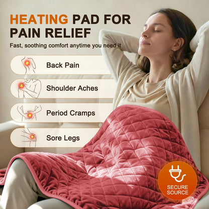 Electric Heating Pad for Back Neck & Shoulders, 35"x20" King Size, Velvet
