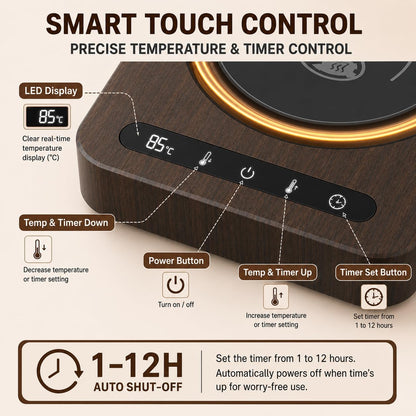 Mug Warmer Set - Coffee Mug Warmer for Desk with Temperature Display, 1-12Hour Auto Shut Off, Cup Warmer with Mug - Ideal Coffee Gifts for Heating Coffee, Beverages, Milk, Tea and Hot Chocolate.