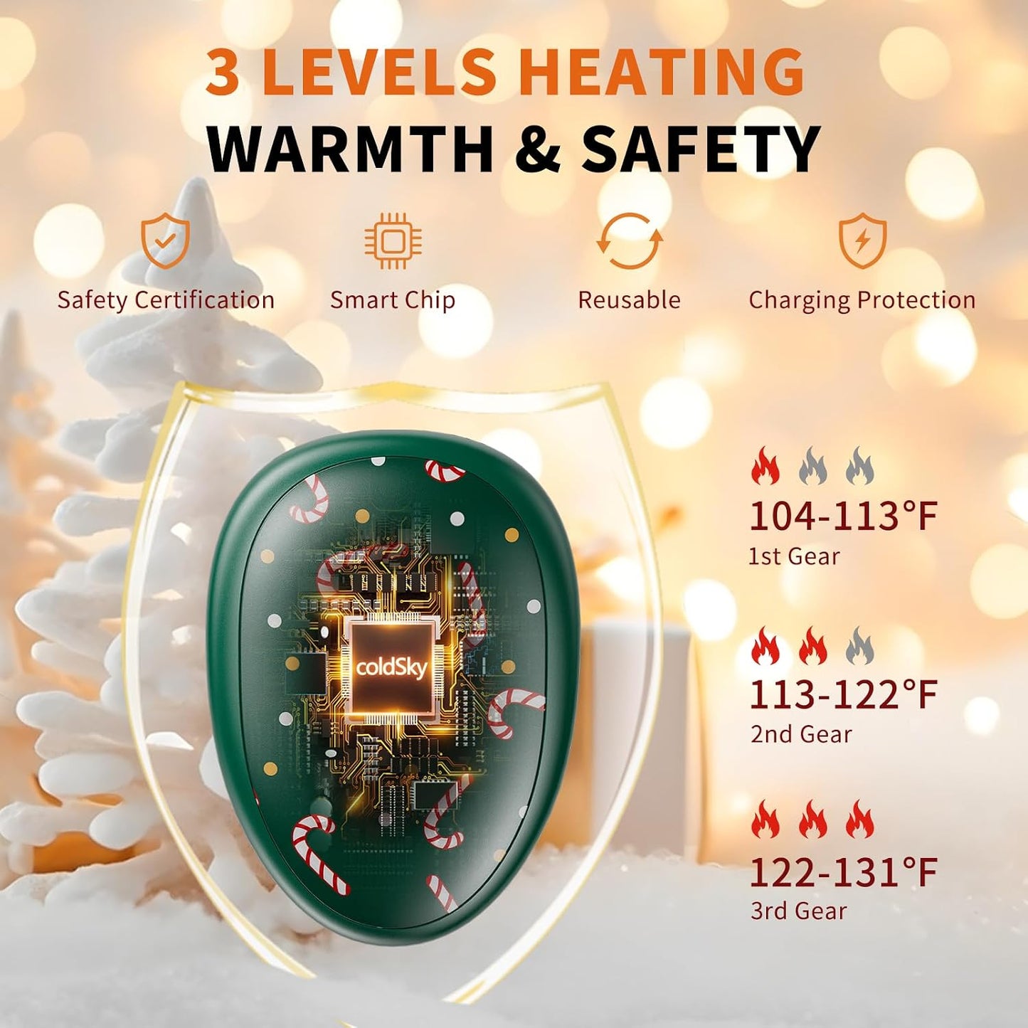 coldSky Rechargeable Hand Warmers 2 Pack, Magnetic 2-in-1 Reusable Electric Hand Warmer, 3 Heat Settings Portable Pocket Hand Heater Gifts for Women Men Christmas, Skiing, Camping, Hunting