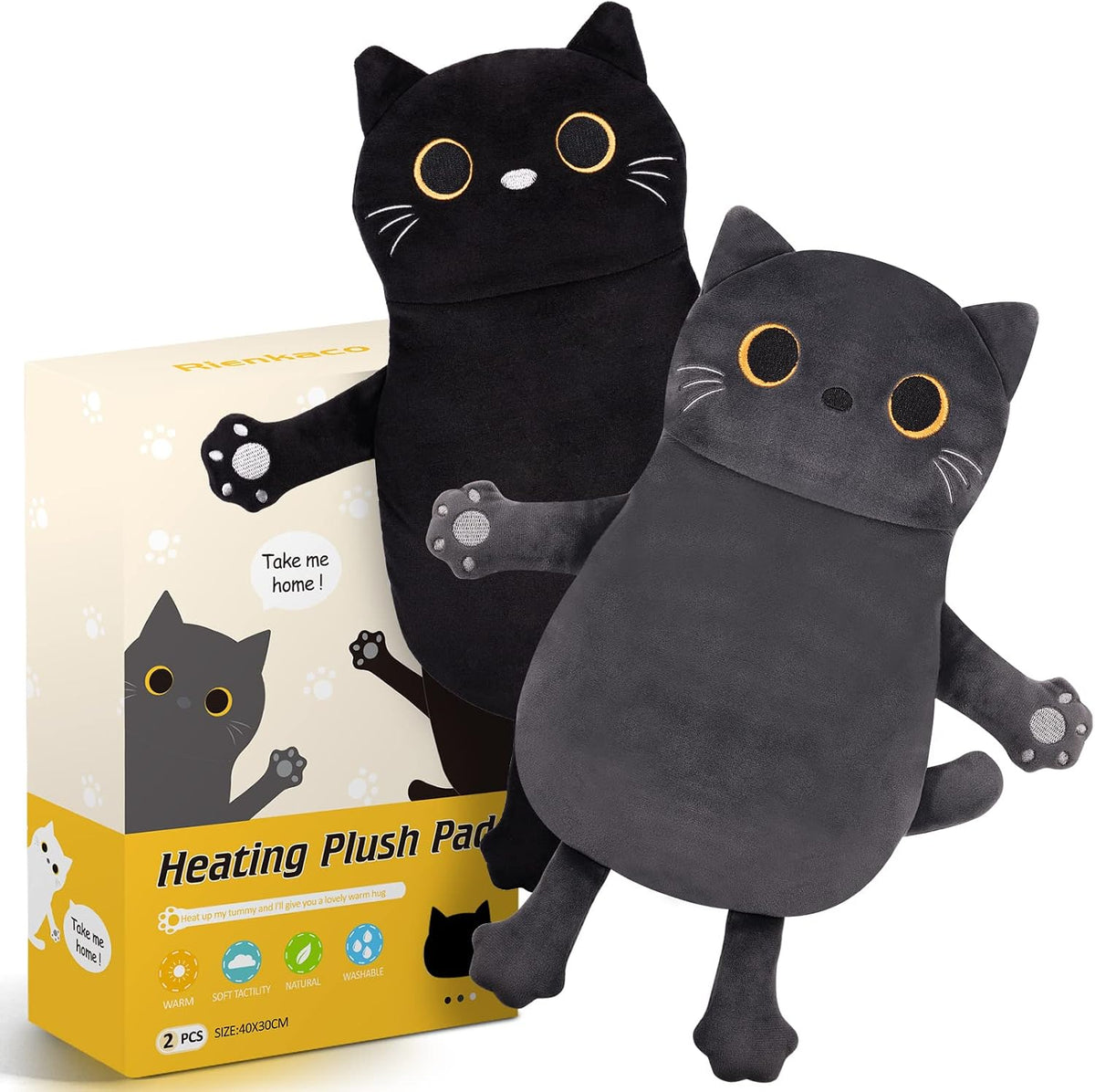 Microwave Heating Pad for Period Cramps Pain Relief, 16"×12", Grey Cat