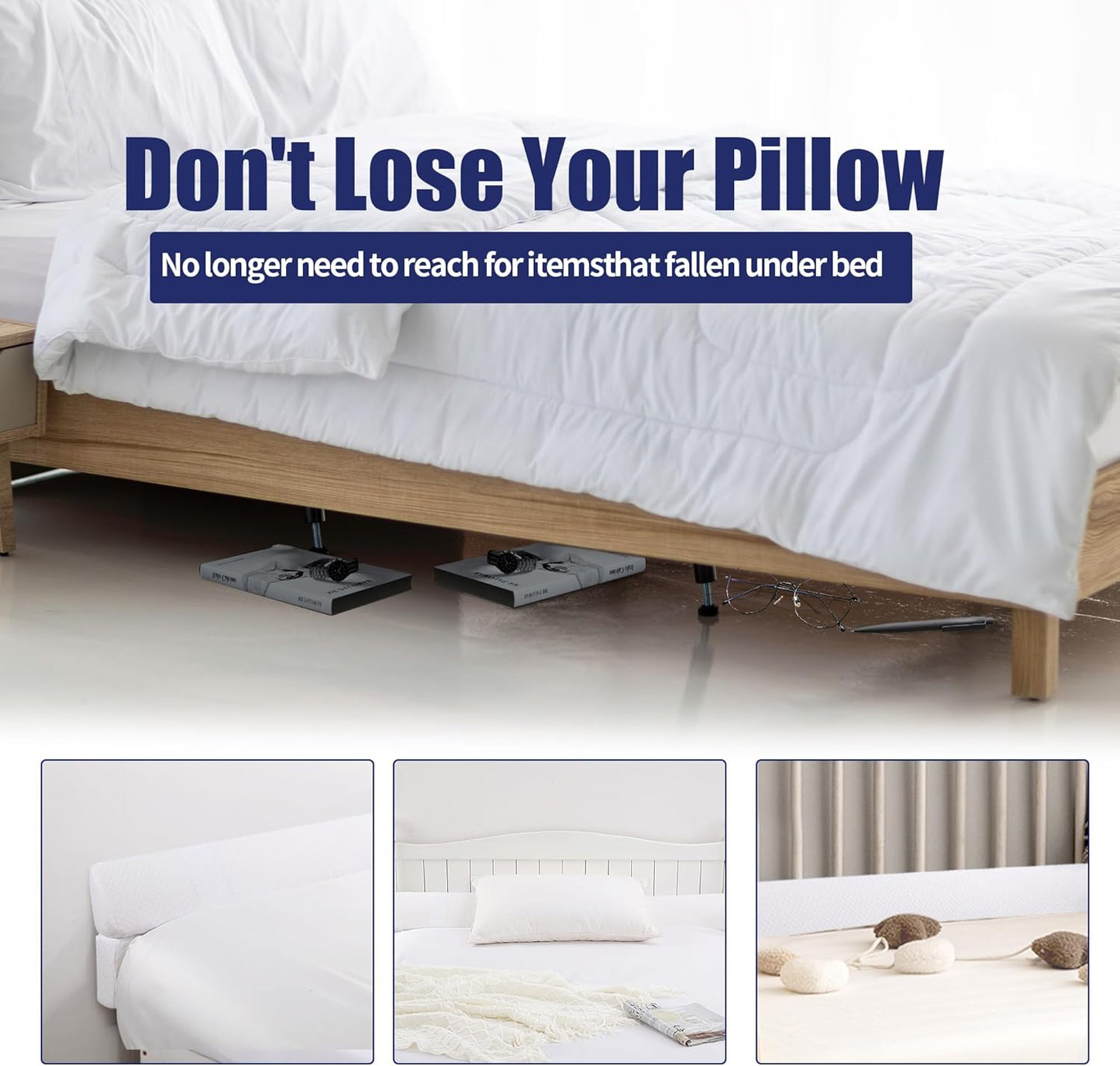 HOMBYS Wedge Pillow Headboard for Bed Gap,Foldable Bed Wedge Gap Filler Queen Size,Matterss Gap Filler,Multi Functional Bed Crack Pillow, Fill The Gap (0-7") Between Your Headboard and Mattress,White