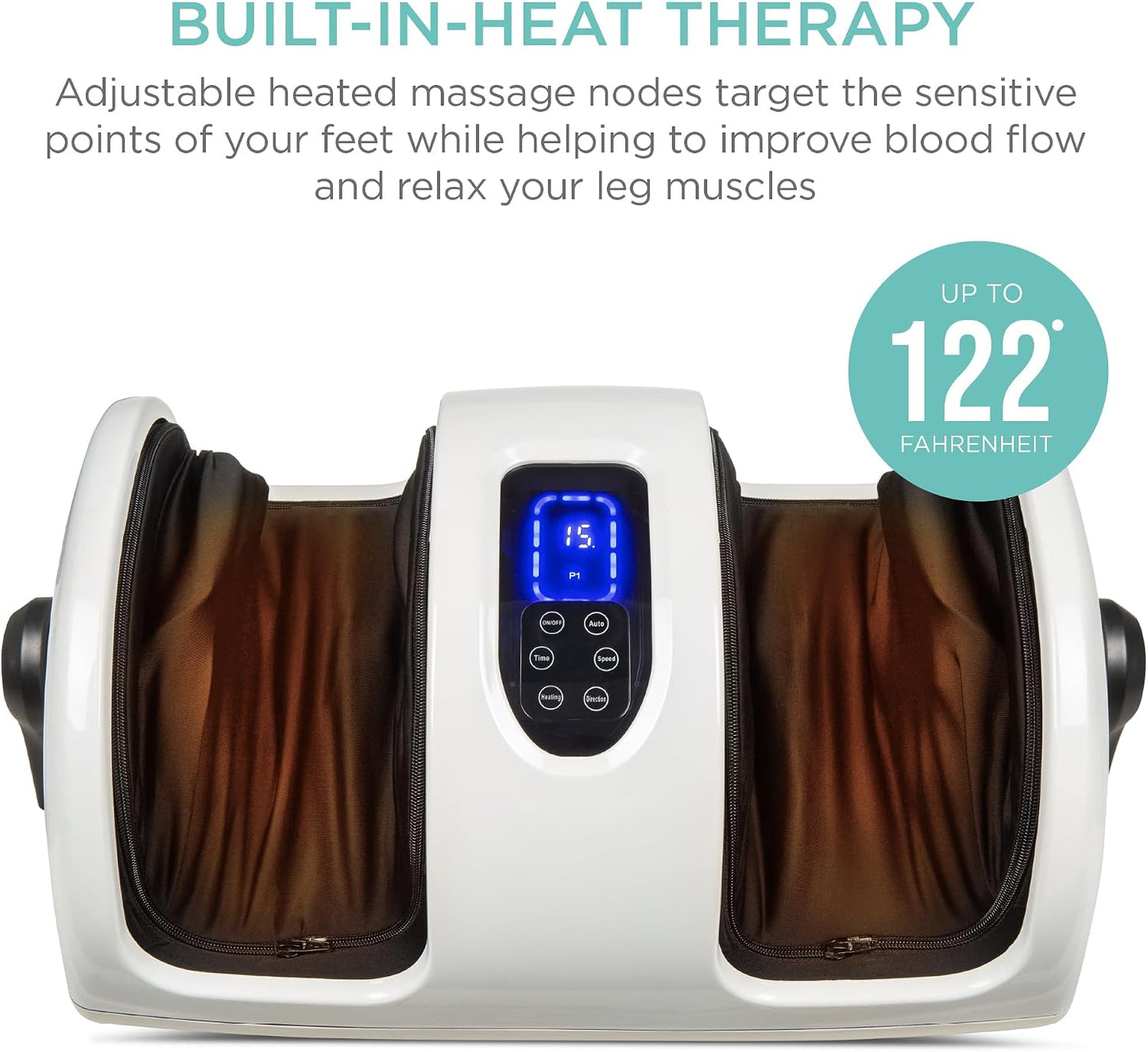 Best Choice Products Shiatsu Foot Massager with Heat for Plantar Fasciitis & Neuropathy, Kneading Foot & Calf Massager with Remote, 360° Adjustable Handle, Rolling & Compression Massage - Navy