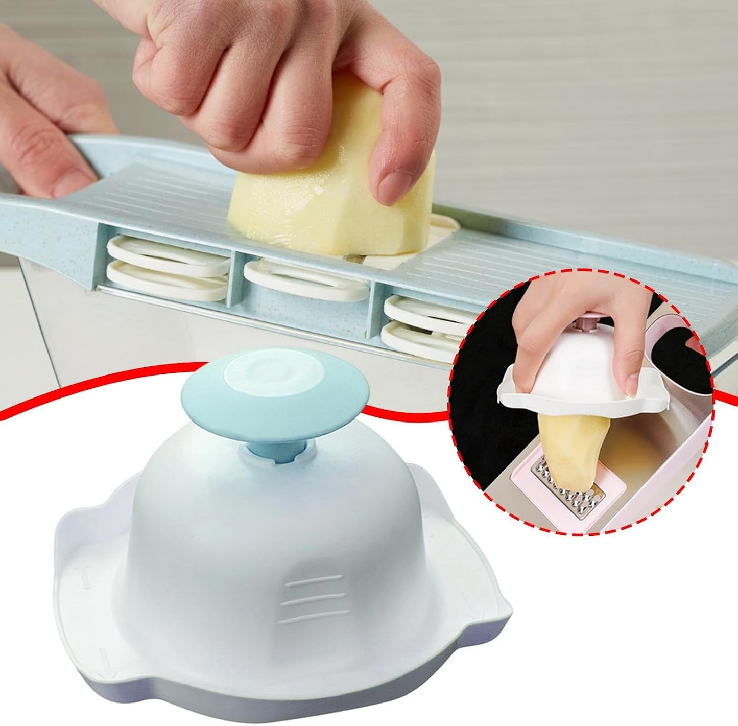 Grater Finger Guard Vegetable Slicer Cutter Protector Professional Tool Lightweight Sturdy Design Suitable for Home Cooking Food Serving, Pink
