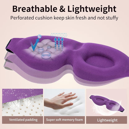 NEWVANGA Sleep Mask for Back and Side Sleeper, Travel Eye Cover, Blue | Block Out Light, 3D Night Blindfold, Zero Pressure Breathable, Lightweight Sleeping Eye Mask, Flight Naps shift Work Yoga
