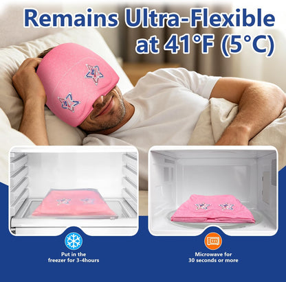Migraine Relief Cap with Slide-Up Eye Mask, Headache Relief Ice Hat