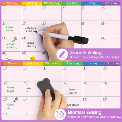 MaxGear 4 Pack Magnetic Dry Erase Board Calendar for Fridge, 15" x 11.5" | Strong Magnetic, Easy to Write and Clean, Dry Erase and No Stains, Includes List, Small Board, 5 Markers,5 Magnets,1 Eraser