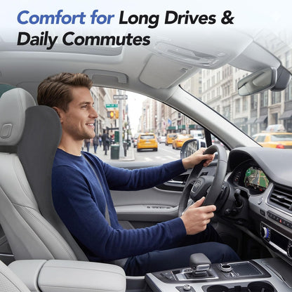 Lumbar Support Pillow for Car with Headrest, Memory Foam Cushion for Back & Neck Support, Muscle Fatigue Relief, Full-Length S-Curve Support for Long Drives, Fits Cars, SUVs, Trucks
