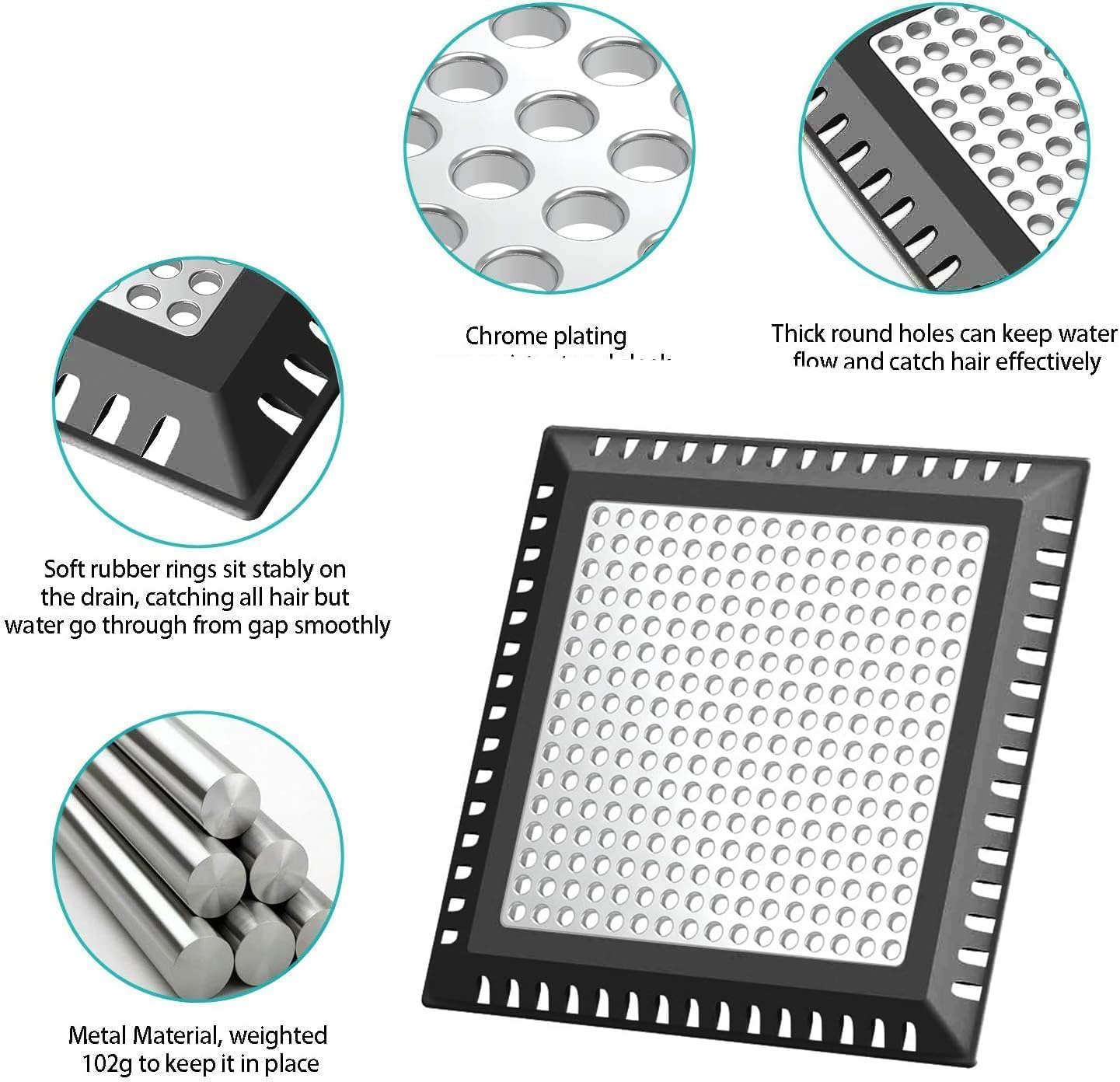 Aojuxix Shower Drain Hair Catcher/Drain Strainer/Shower Drain Cover | Stainless Steel and Silicone Hair Trap for Bathroom Floor Drain (Patented Product)