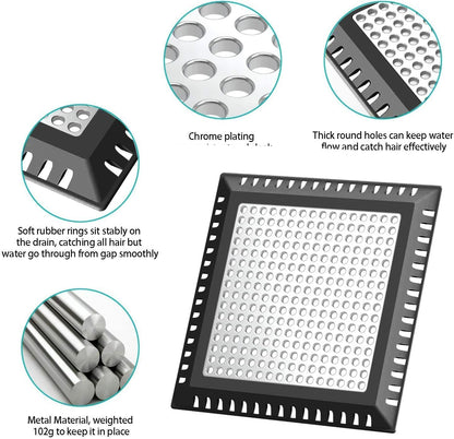 Aojuxix Shower Drain Hair Catcher/Drain Strainer/Shower Drain Cover | Stainless Steel and Silicone Hair Trap for Bathroom Floor Drain (Patented Product)