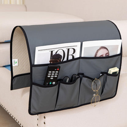 HAOMAIJIA Sofa Armrest Organizer, Remote Control Holder for Recliner Couch | Anti Slip Arm Chair Bedside Caddy Storage Organizer With 6 Pockets For Cell Phone Tv Remote Control Magazines (brown)