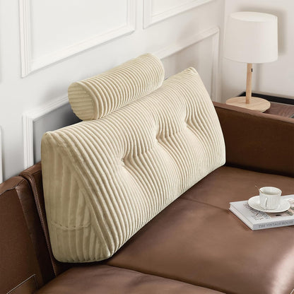 Z-hom Headboard Pillow, Wedge Backrest Cushion, Queen Size,NO Roll Pillow | Grey Triangular Backrest Cushion Equipped,NO Roll Pillow,Ideal for Reading,Sitting Up in Bed&Filling Headboard Gaps