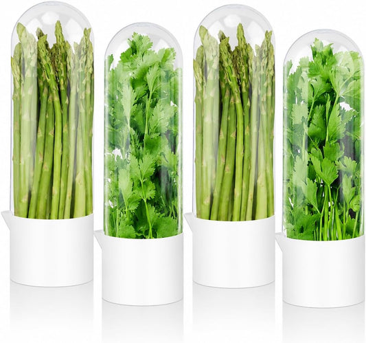 Fresh Herb Keeper, Acrylic Storage Container for Refrigerator, Storage for Herbs Airflow Optimized Lid - Triples Herb Life Vegetables for Fridge Fresh Herb Keeper Crisp Greenery (4)