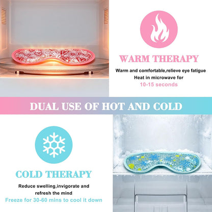 2 Pack Cooling Eye Mask, Reusable Gel Eye Masks Cold & Warm Compress