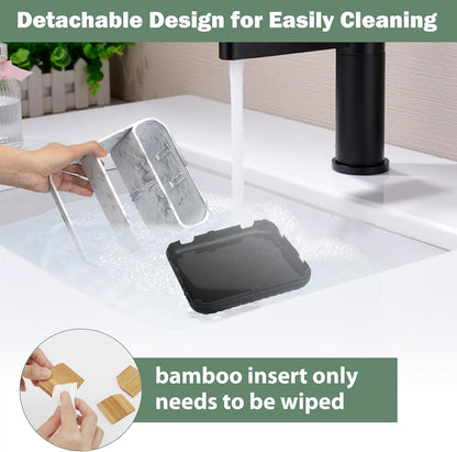 Toothbrush Holders for Bathrooms,6 Slots, Detachable for Easy Clean, White | Electric Toothbrush, with bamboo divider, drainage hole, BPA-free,bathroom,office,kictchen,vanity countertop organizer
